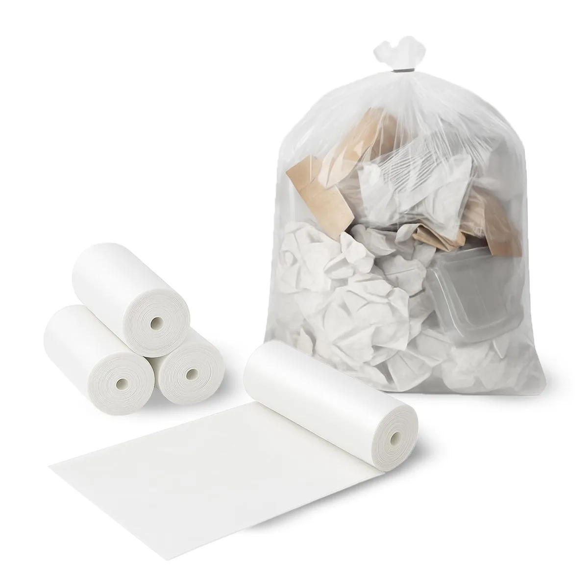  C&amp;S Event Supply Co. CSESC014 4 Gallon Clear Trash Bags 200 Count 18" x 17" 6 Micron grounds maintenance — product photo