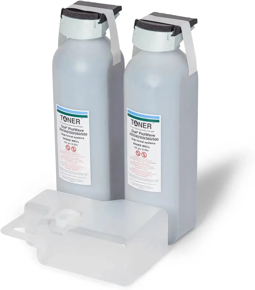 MADE IN USA TONER MADE IN USA TONER Black toner cartridge kit 400g 2-pack Oce Plotwave 300 340 345 350 360 365 500 — product photo