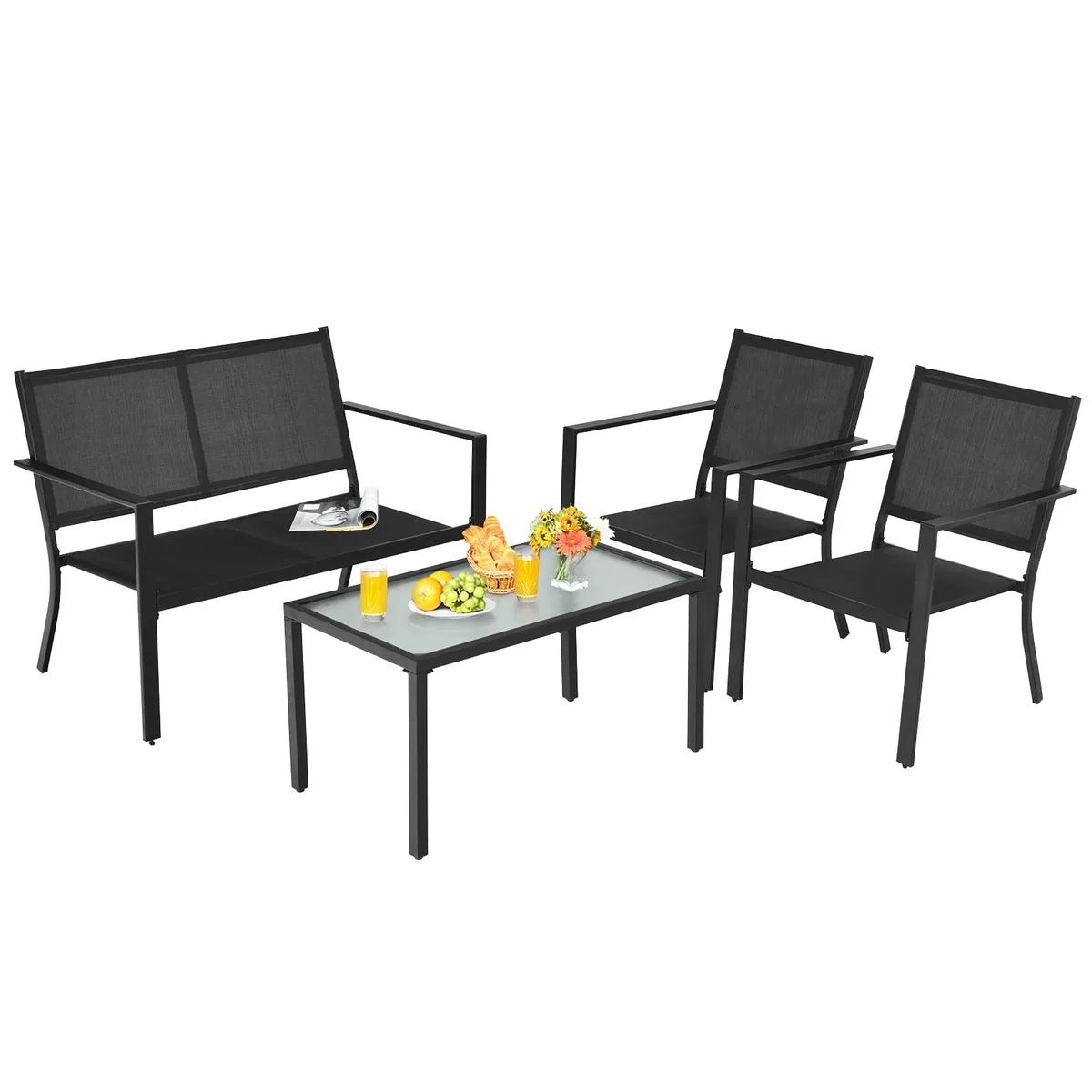 SlickBlue SlickBlue 4-Piece Patio Furniture Set Grey Steel Frame — product photo