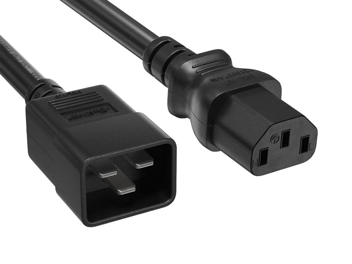 Cable Leader Cable Leader IEC C20 to C13 Power Extension Cord 14 AWG 15A 250V 60 inches Black — product photo