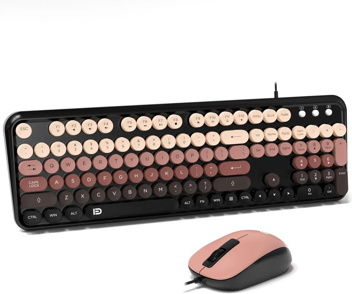 TUKO TUKO 8870P Wired Keyboard and Mouse Combo 104 Round Keys Black-Berry Colorful — product photo