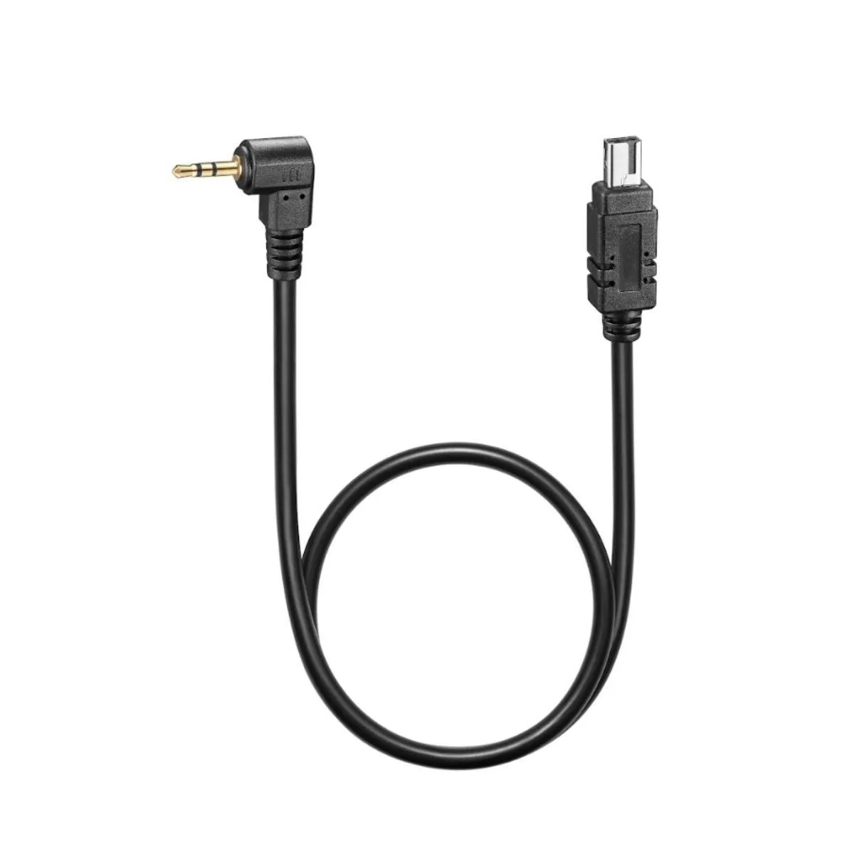 Coiled cable with straight plug and right-angle connector, black finish