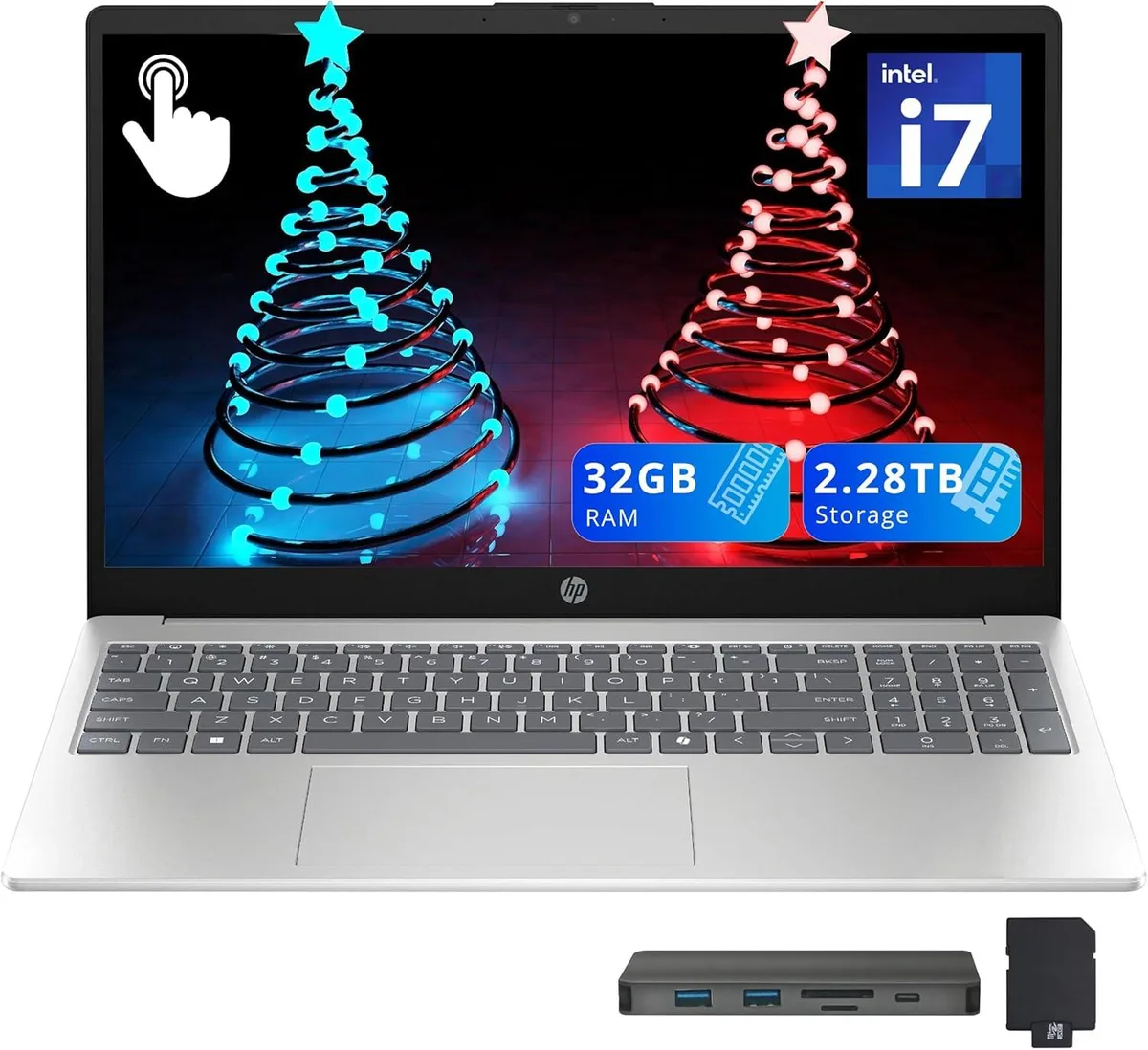 HP HP 15.6" FHD Touchscreen Business Laptop i7-1355U 32GB 2TB SSD + 288GB Dock Windows 11 Home Silver — product photo