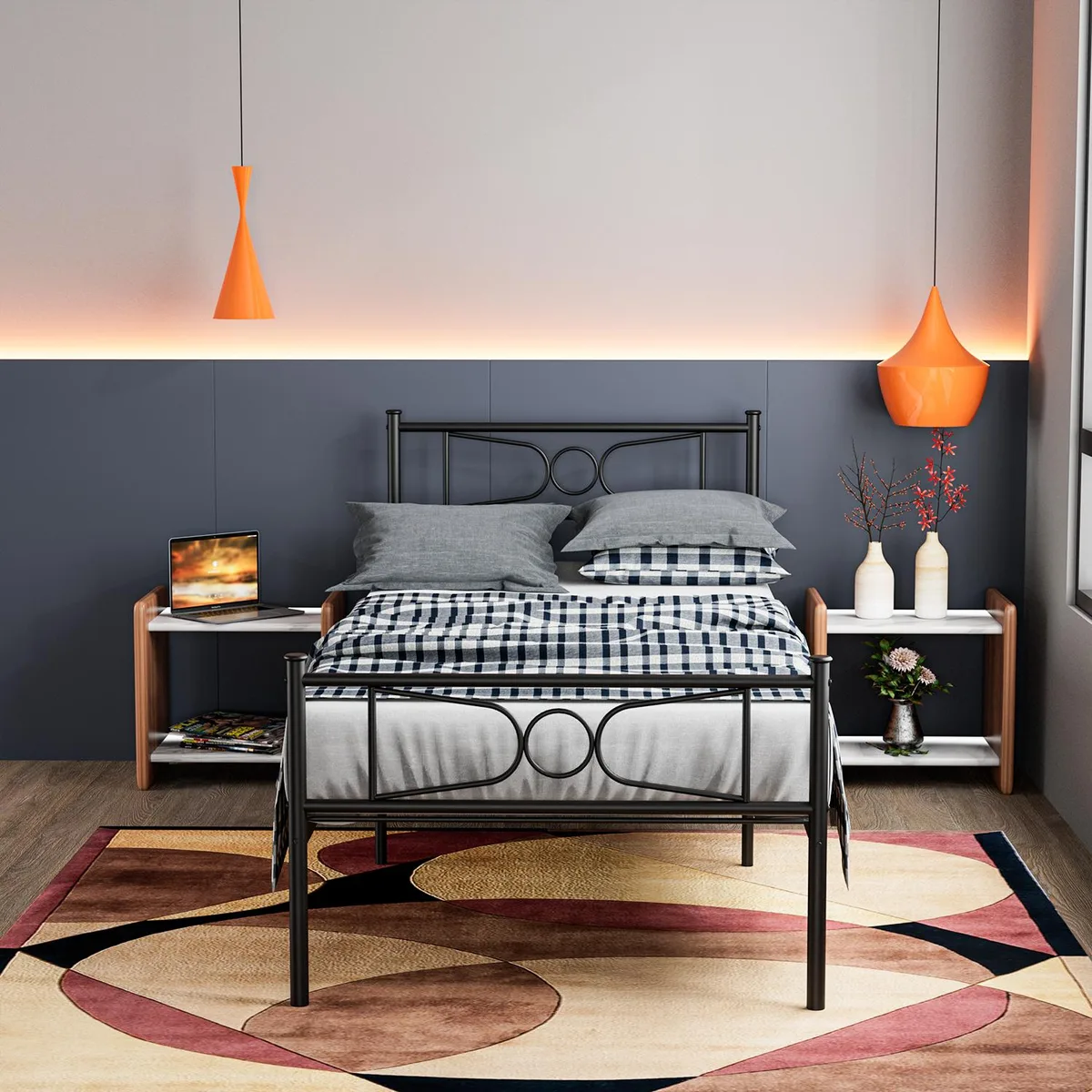 INMISS INMISS Twin Metal Bed Frame Black 77.2" x 35.6" x 12.8 — product photo
