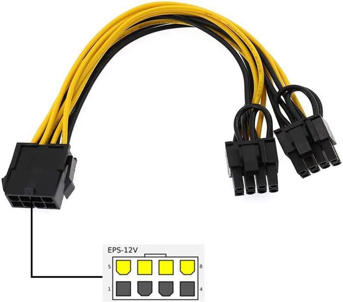 Vszerda Vszerda EPS 8-pin to dual PCIe 8-pin splitter cable 8 inches 18AWG — product photo
