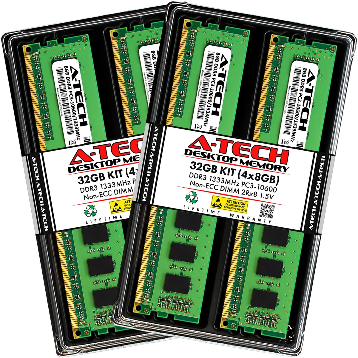 A-Tech A-Tech 32GB (4x8GB) DDR3 1333MHz PC3-10600 240-Pin Desktop RAM — product photo