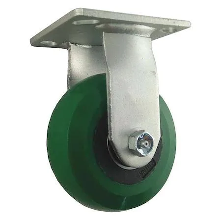Silver steel rigid plate caster with polyurethane wheel