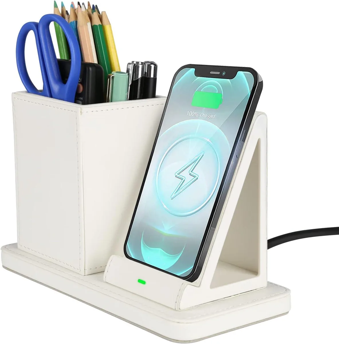 PISKEKAT PISKEKAT Wireless Charger Desk Organizer White 18W QC 3.0 — product photo