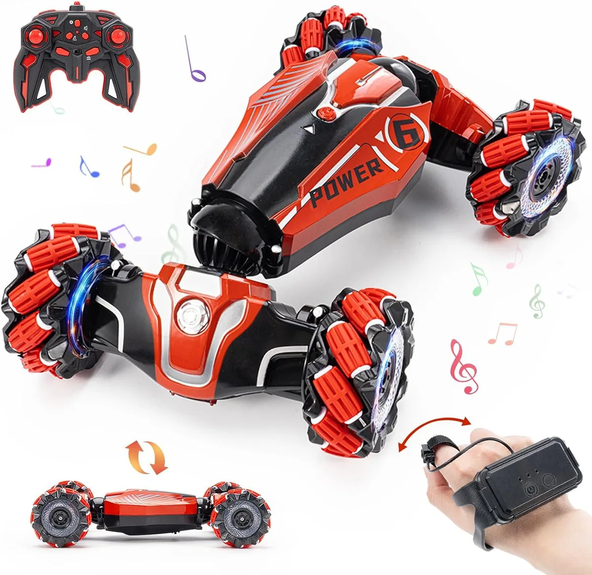 usbroway usbroway Gesture Sensing RC Stunt Car 4WD Watch Control Red 2.4 GHz 15 km/h 360° drift 20 min battery — product photo
