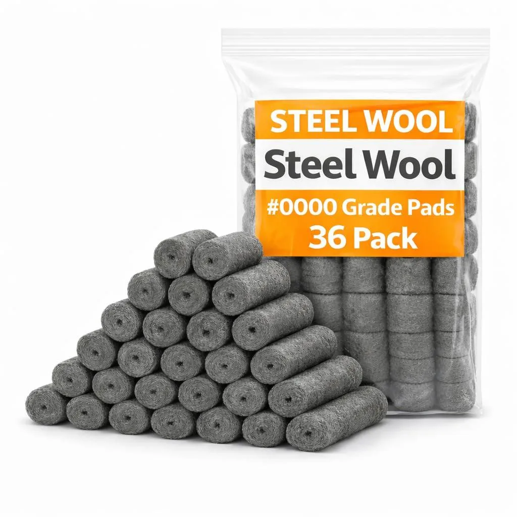 A box containing thirty-six fine-grade steel wool pads
