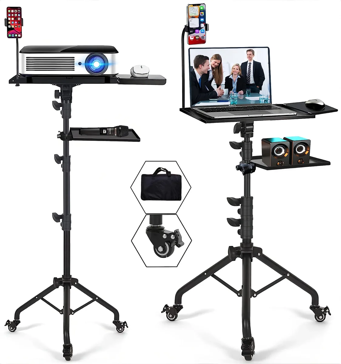  Avid Tripod-20230223 Projector Tripod Stand with Wheels 28x38cm Tray 180° Tilt 25lb Load 4.05kg — product photo