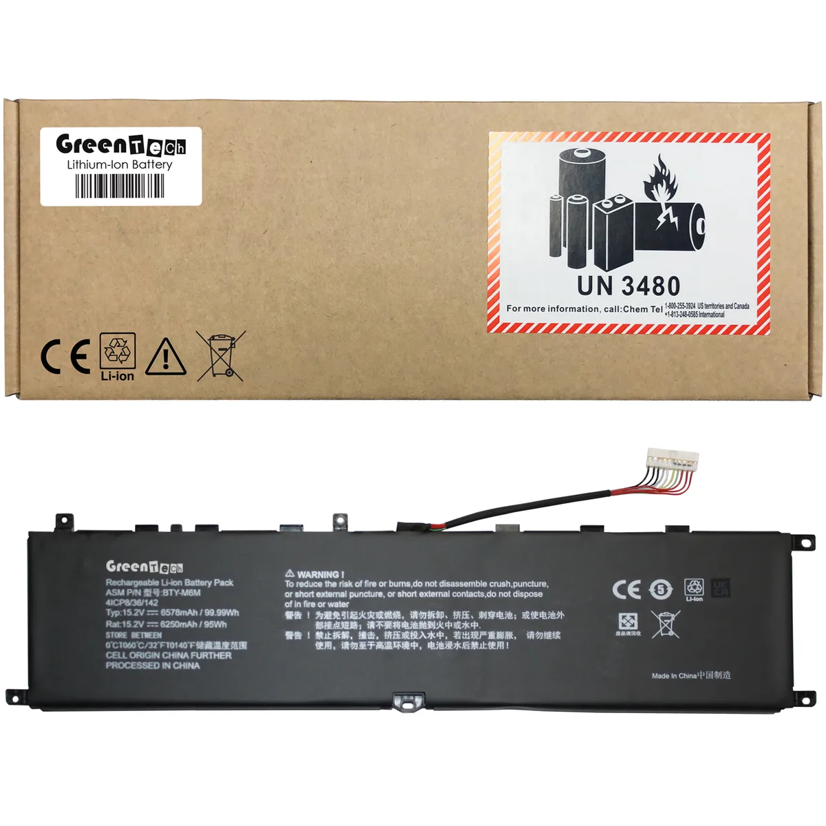 GreenTechLLC GreenTechLLC BTY-M6M 95WHR laptop battery — product photo