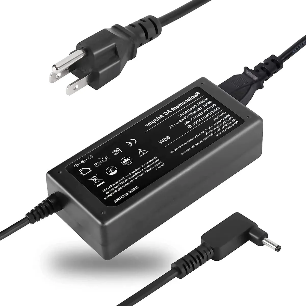myVolts myVolts 65W 19V 3.42A AC Adapter Acer Slim Tip — product photo