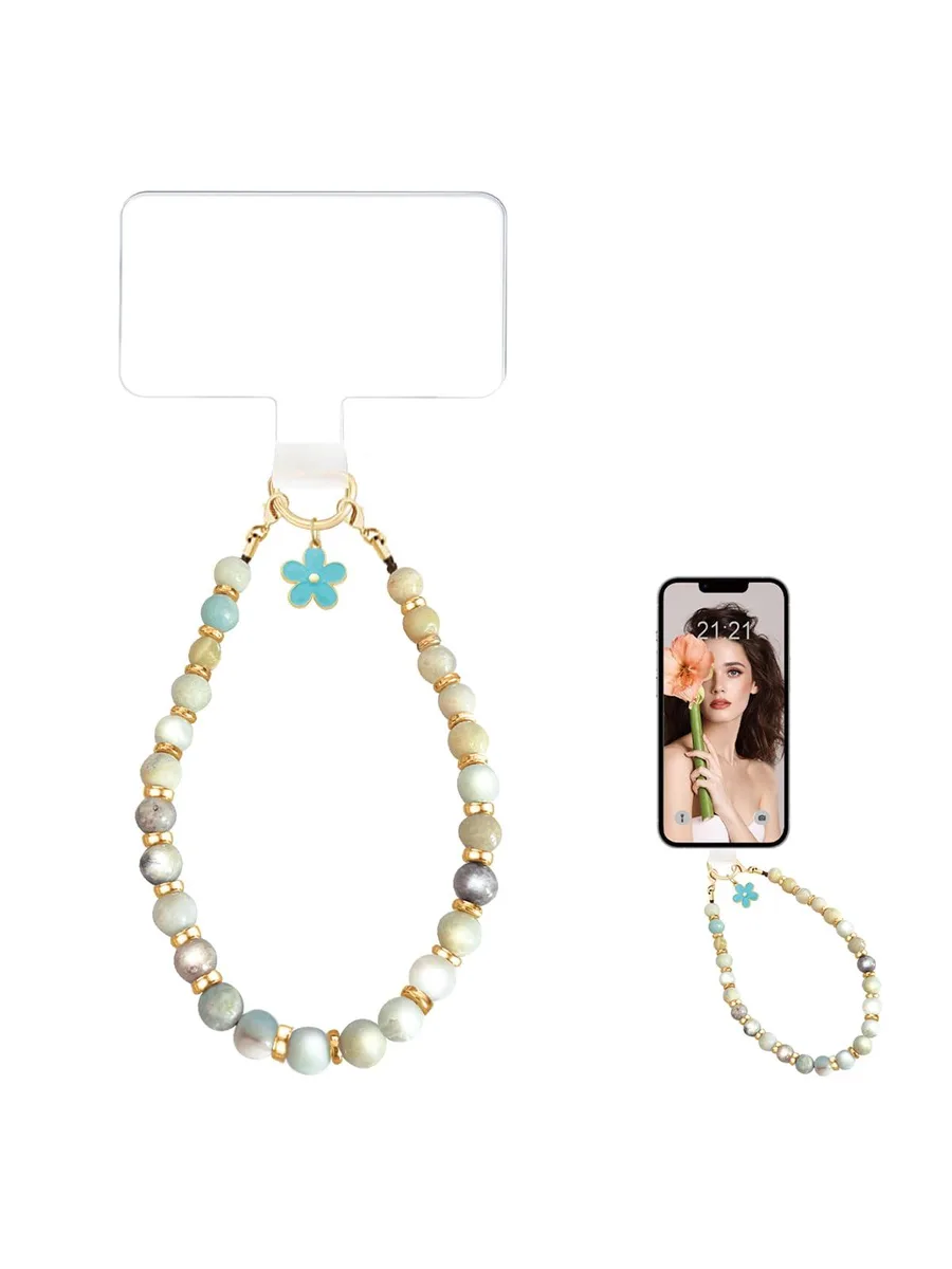 Evening Crystals Marble Beaded Bracelet with Flower Charms Pink .2 18kt — product photo