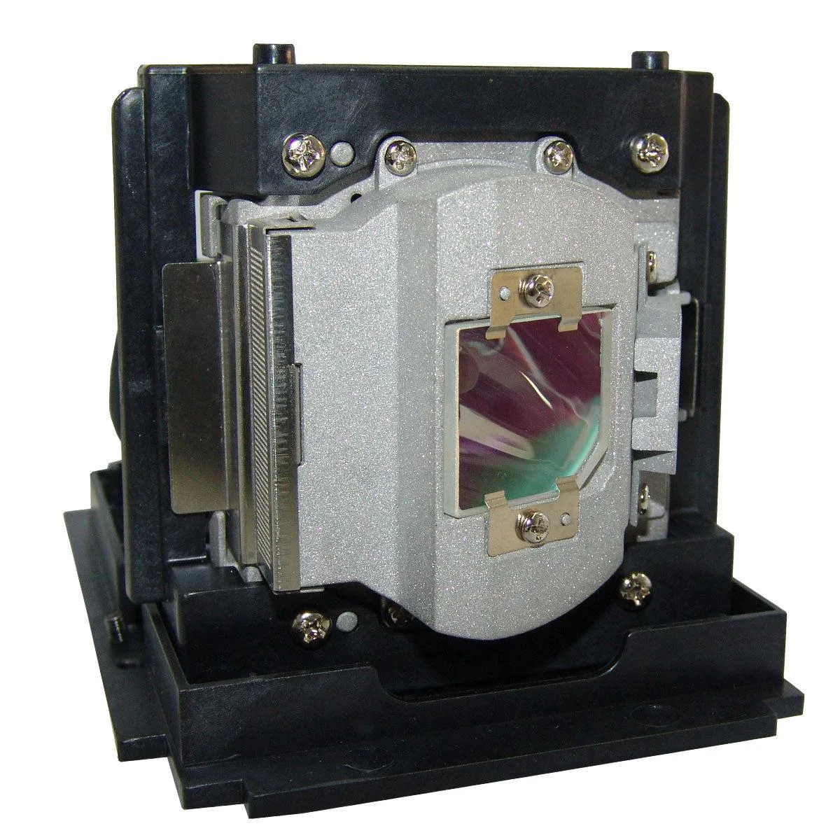 Rectangular projector lamp module in black plastic housing with integrated bulb assembly