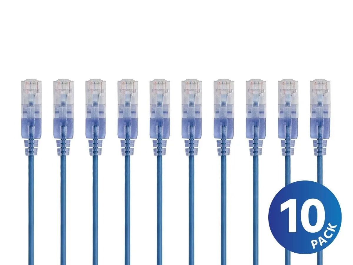 Monoprice Inc. Monoprice Inc. 133246 Cat6A SlimRun 50ft Blue 10-pack network ethernet cable — product photo