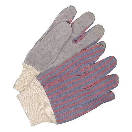 Pair of BDG leather work gloves, cowhide palm, knit cuff, straight thumb, full leather back