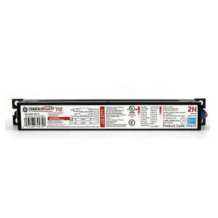 Rectangular electronic ballast in white finish with side-mounted wiring terminals