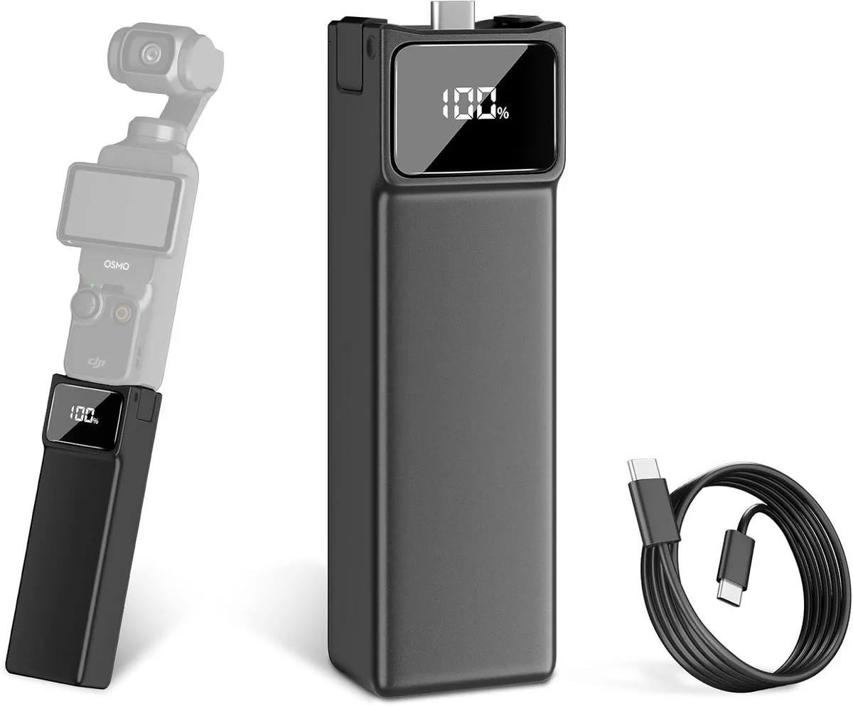 BONAEVER BONAEVER Battery Handle for DJI Osmo Pocket 3 5000mAh 22.5W LED Display — product photo