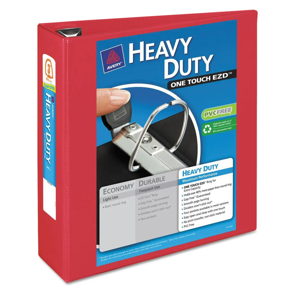 Avery Avery 79325 Heavy-Duty View Binder 3" Red 670 Sheets — product photo