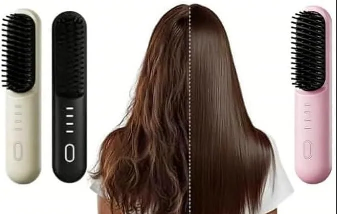  Generic Cordless Hair Straightener Brush 4 Temp Settings Ceramic Coating 9600mAh 40 min — product photo