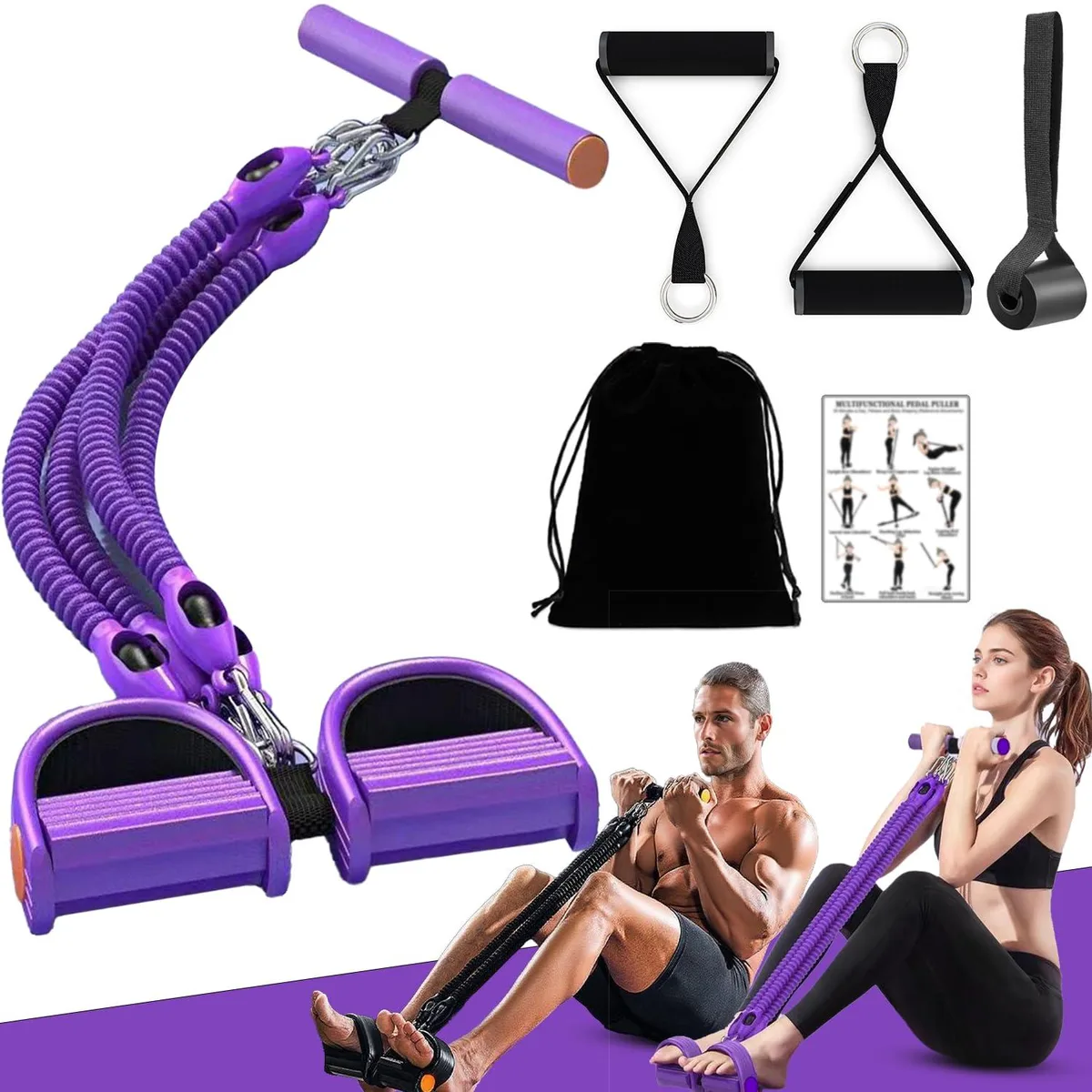  Velocity Exercise Pedal Resistance Band 4 Tube 100lbs Black — product photo