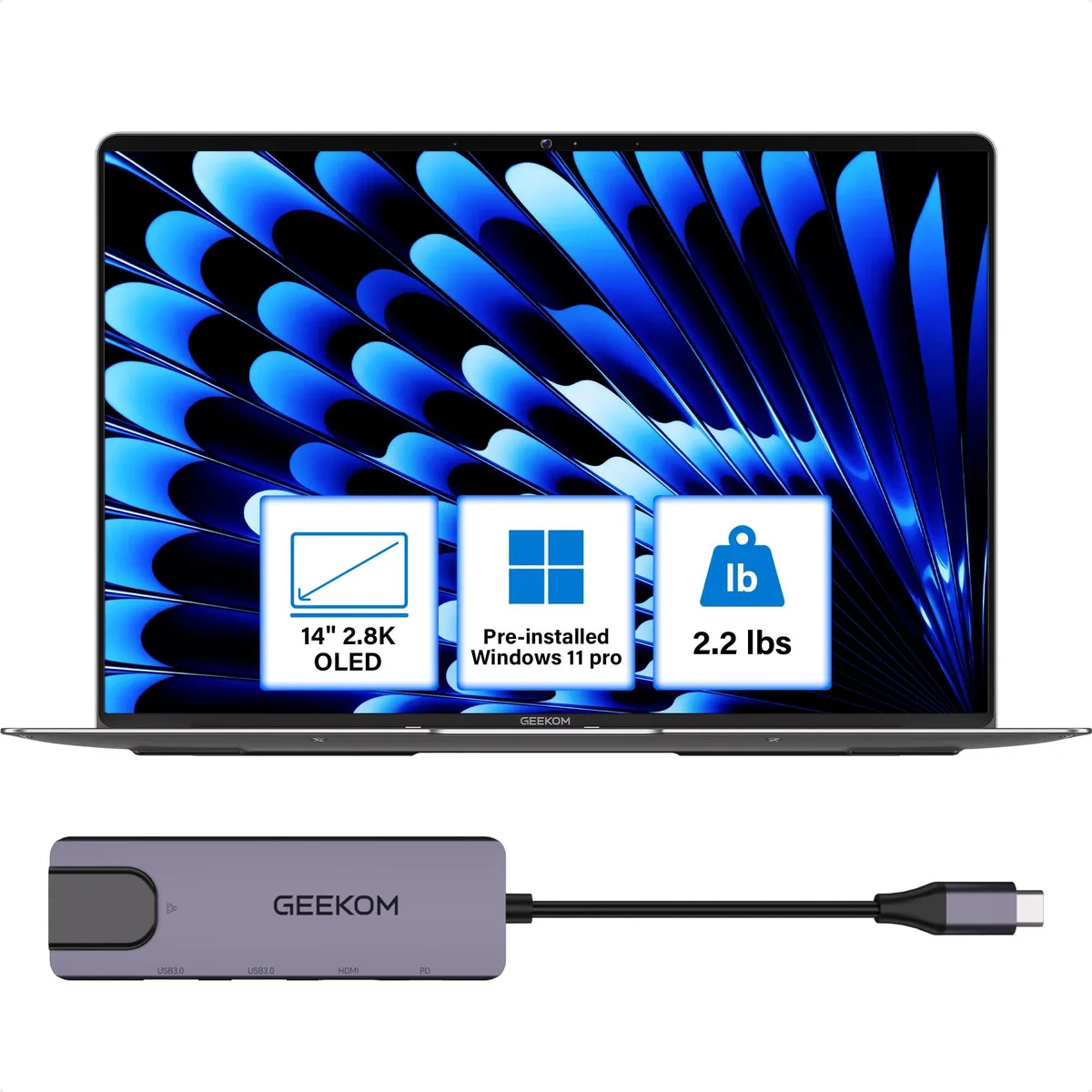 GEEKOM GEEKOM GeekBook X14 Pro laptop Ultra 9 185H 32GB LPDDR5x 1TB OLED 120Hz — product photo