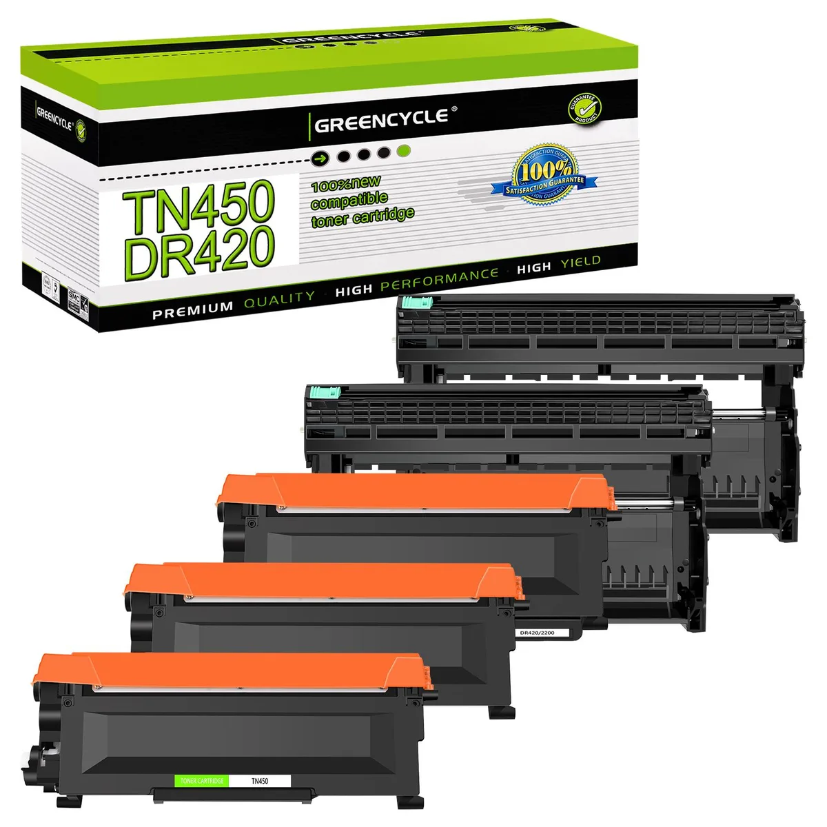 GREENCYCLE GREENCYCLE TN450 DR420 Toner Cartridge &amp; Drum Unit 3+2 Pack — product photo