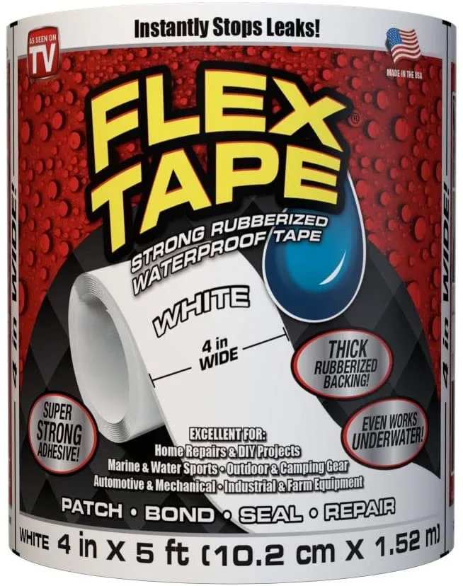 Roll of white rubberised waterproof tape 10.2cm wide by 1.52m long