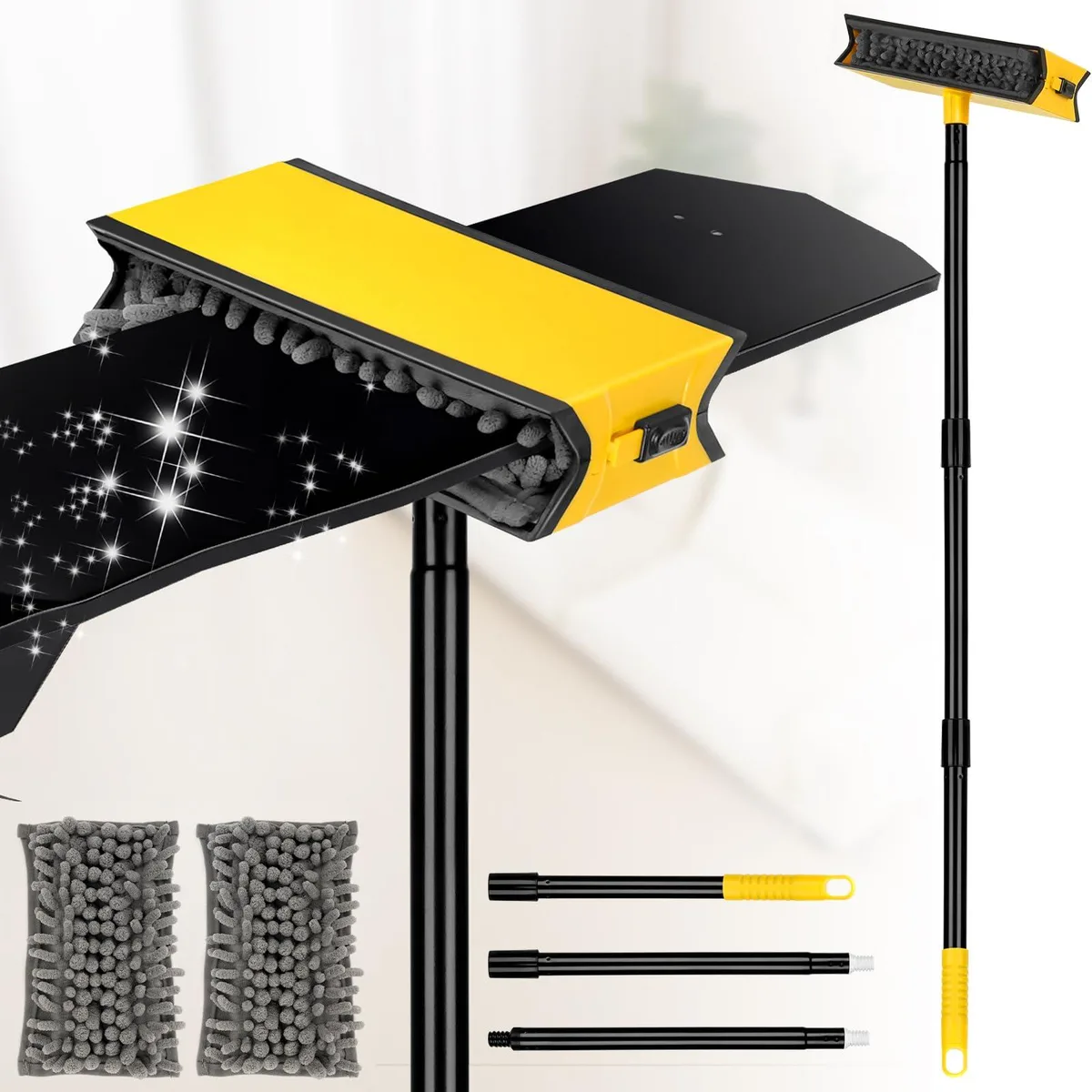 Microfiber duster head on 39.7in extendable pole with 15° angled handle