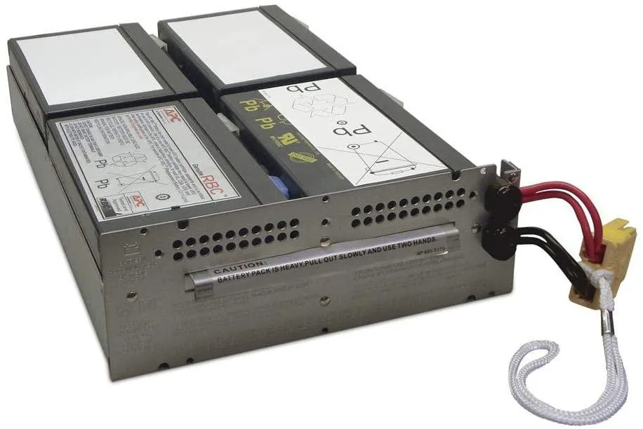 Sealed APC RBC133 battery cartridge in black plastic housing