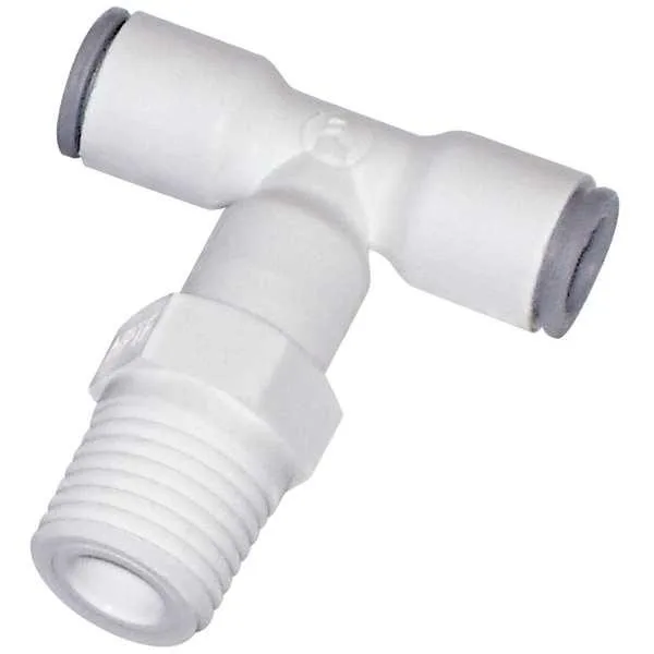 White nylon push-fit tee fitting with three ports, pack of ten