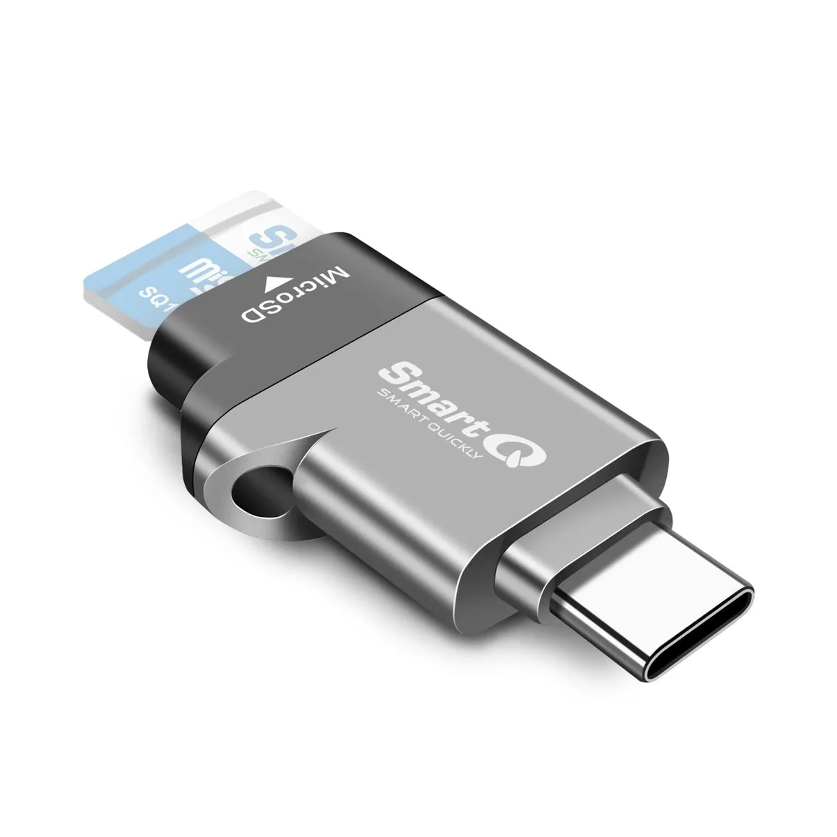Compact USB-C card reader, midnight grey finish