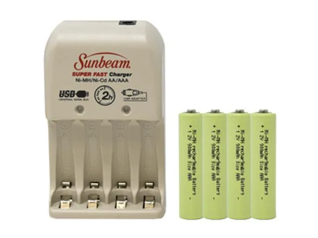 DUSLAN DUSLAN BC-0903 standard battery charger with 4 AAA NiMH 900 mAh batteries — product photo