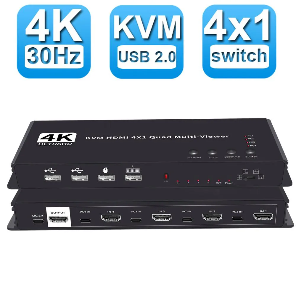 ESTONE ESTONE OZK6 HDMI KVM Multiviewer Switch 4x1 4K@30Hz — product photo