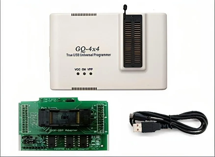White GQ-4X V4 programmer with 40-pin ZIF socket and TSOP48 16-bit ZIF adapter