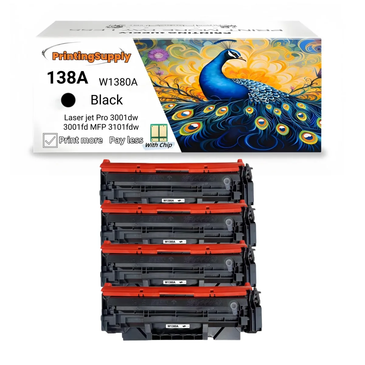 Aster Graphics Inc Aster Graphics Inc 138A W1380A Black Toner Cartridge 4 Pack 1500 pages — product photo