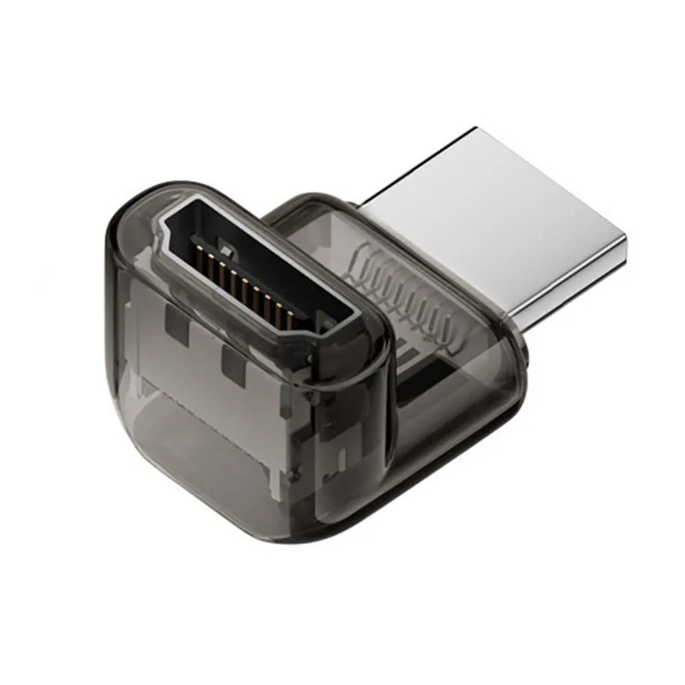 LORDWORLD LORDWORLD 90 Degree Up Angled HDMI 2.1 Adapter Transparent Black with LED — product photo