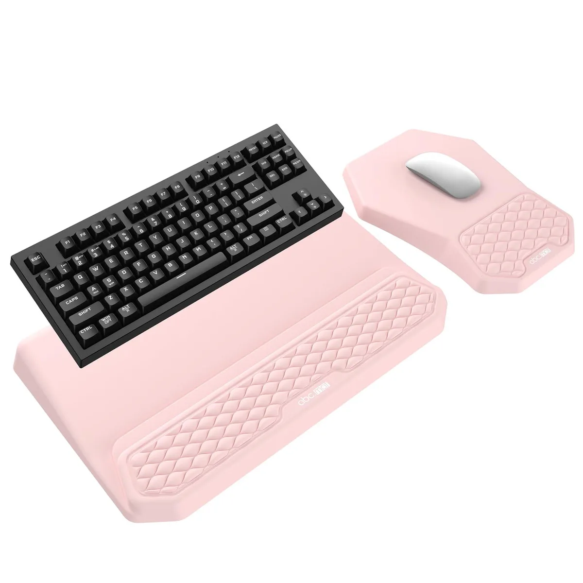  abc.mat 3-in-1 Keyboard Stand Wrist Rest Mouse Pad Set Pink 17x11x.1 in — product photo