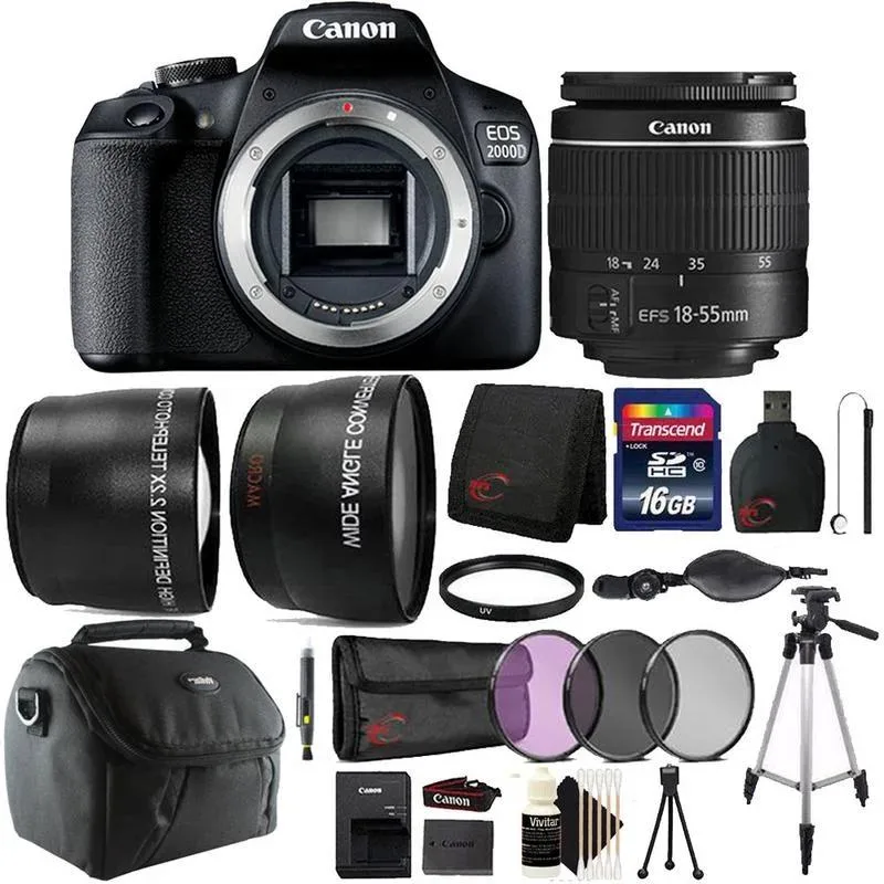 Canon International Canon International EOS 2000D Rebel T7 24.1MP DSLR Camera with 18-55mm Lens 16GB Bundle — product photo