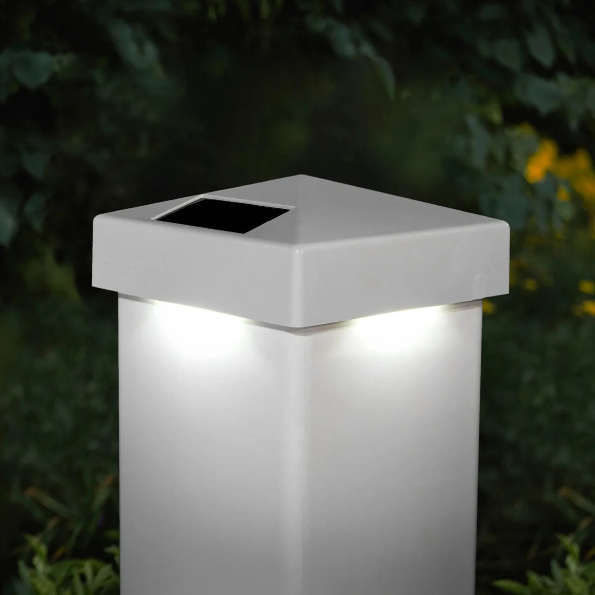 Classy Caps Mfg. Inc. Classy Caps Mfg. Inc. 4x4 White PVC Pyramid Solar Post Cap 2 Pack — product photo