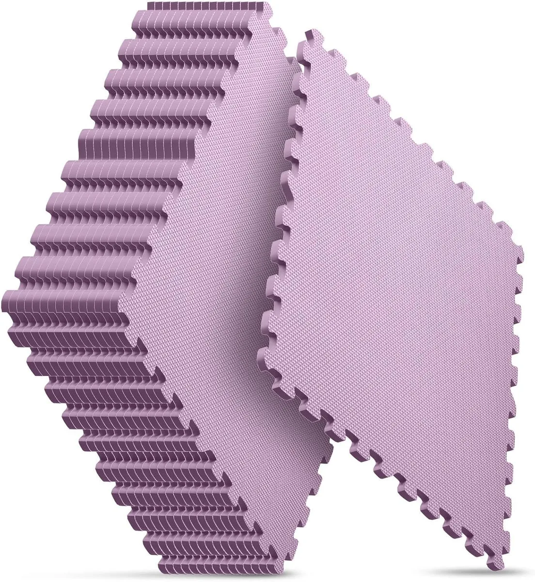 Blue interlocking EVA foam tiles with textured surface, 32 pieces covering 128 square feet