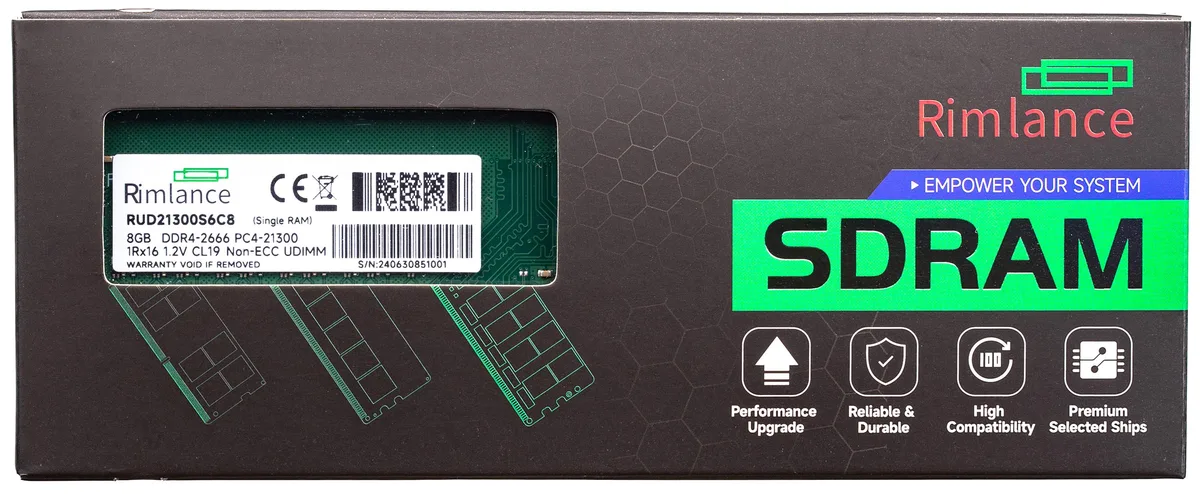 RIMLANCE RIMLANCE 8GB DDR4 2666 CL19 1.2V UDIMM 288-pin — product photo