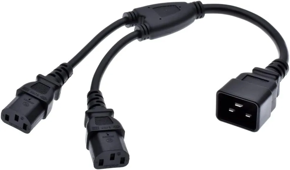 TeKit TeKit C20 to Dual C13 Y Splitter 1ft 16AWG 20A 250V UL Listed — product photo