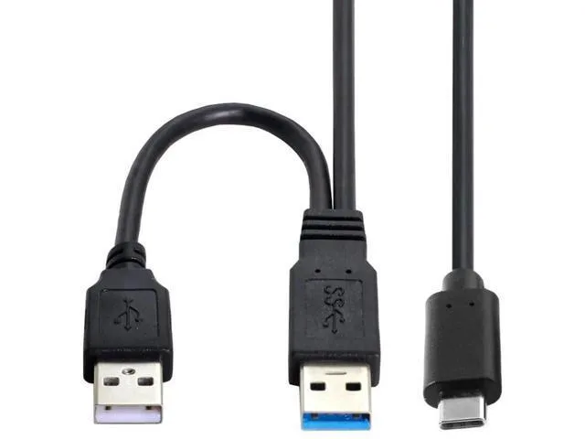 Manw Y-split cable with USB3.0 data and USB2.0 power connectors to Type-C