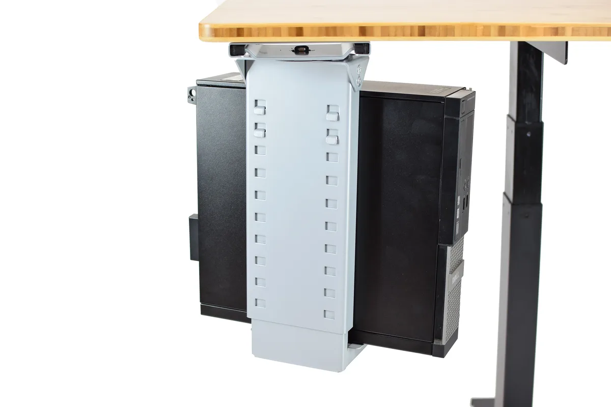 Uncaged Ergonomics Uncaged Ergonomics CPU1 Under-Desk CPU Holder 360° Swivel 13-21" H 2.63-5.13" W Gray — product photo