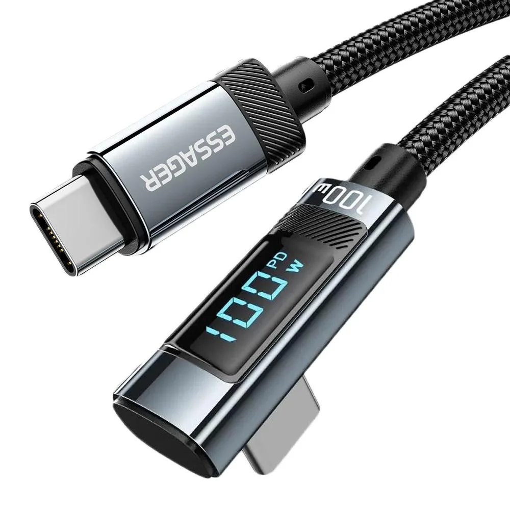 LUOM LUOM Essager HCL100W 100W Right Angle USB-C Cable 6.6ft Black — product photo