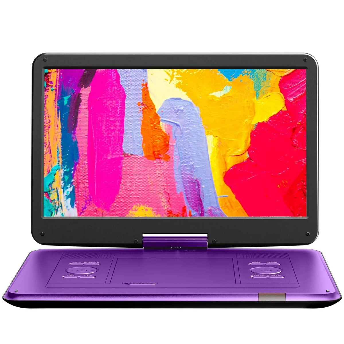 YOTON YOTON 17.5" Portable DVD Player 15.6" HD Swivel Screen Purple 5000mAh 2 in 1 accessory — product photo