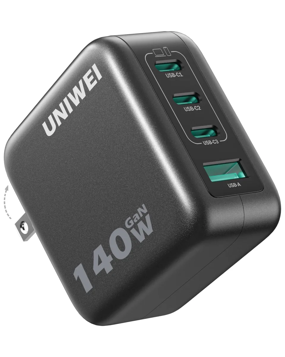 UNIWEI A1631 140W 4-Port USB Charger Dark Grey — product photo