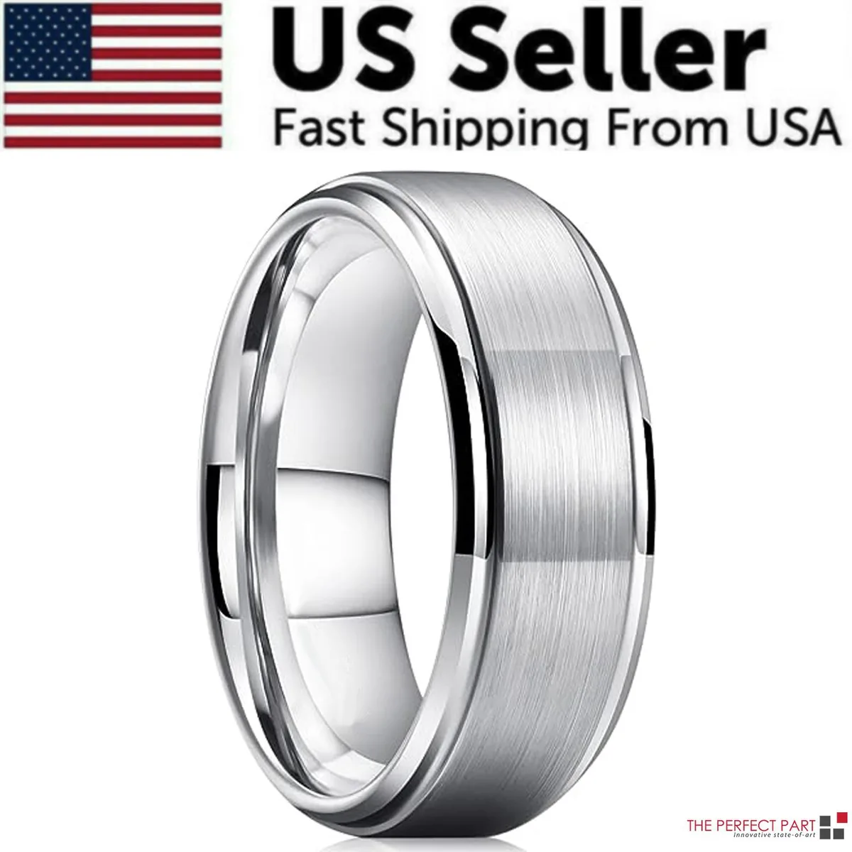 The Perfect Part The Perfect Part Tungsten Carbide Wedding Band Brushed Silver Black Size 6.5 — product photo
